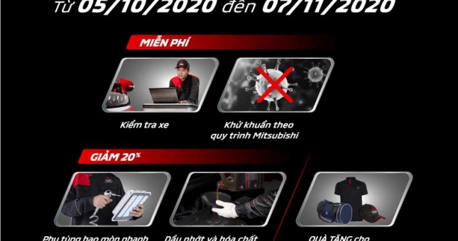 Mitsubishi miễn phí kiểm tra xe, khử khuẩn và ưu đãi 20% phụ tùng